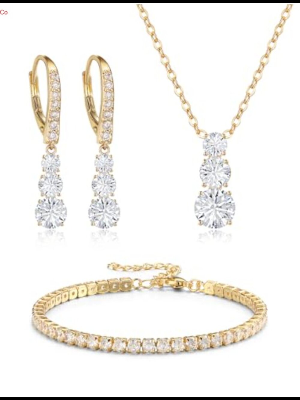 Cubic Zirconia Jewelry Set Necklace Earrings Bracelet for Brides
